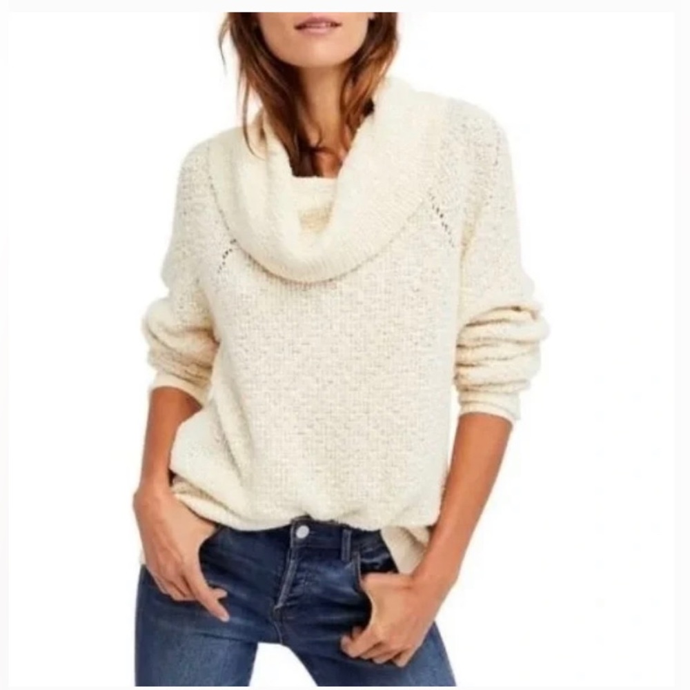 Free People Cream Cowl-neck Sweater - XS